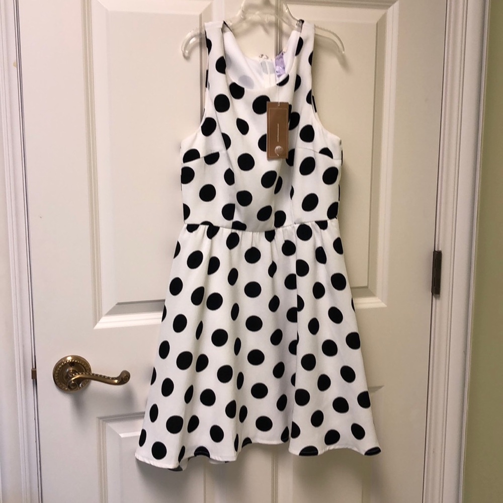 White and Black Polkadot Dress